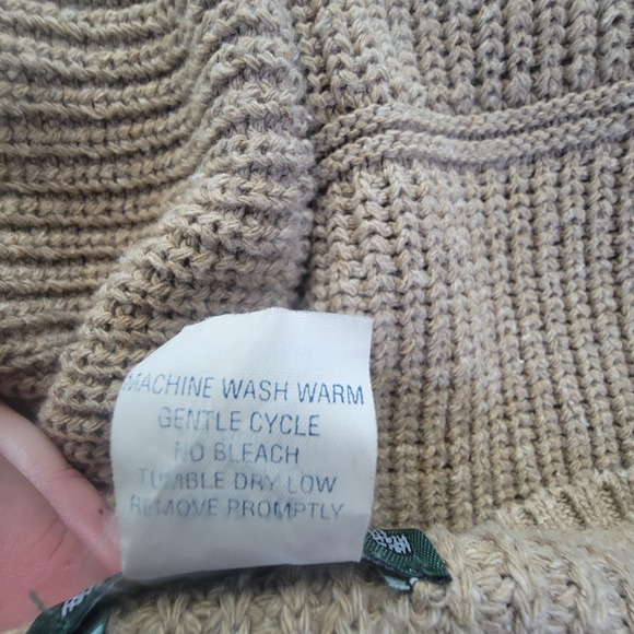 Cabelas Ribbed Sweater Mens XL Cotton Blend Pullover Made in USA Beige - Picture 10 of 10